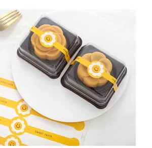 Gelbe lange Backverschlussaufkleber süßes Smiley Gesicht Dessert Gebäck Handgemachte DIY Etiketten