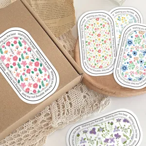 Florale rechteckige Siegelaufkleber und dekorative Etiketten für Geschenkboxen.