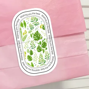 Blumige rechteckige Aufkleber grüne Blätter Geschenkbox Siegel Etikett Dekoration.