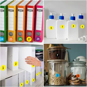 Colorful round number dot stickers 1-100 for office classification and home storage organization.