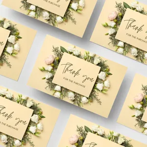 Thank you cards flower design business packing note insert greeting stationery 50 pack