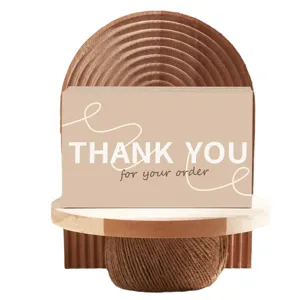 Minimalist thank you cards with wooden arch stand set for gift packaging and decoration.