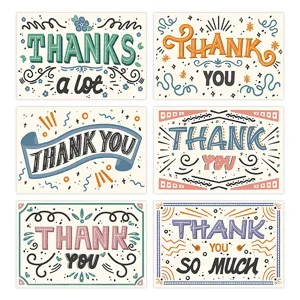 Cartes de remerciement retro colorees papier art carte vœux emballage cadeau lot