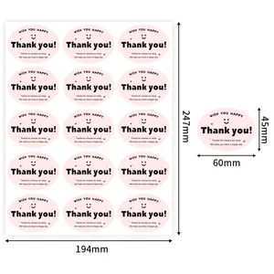 Oval Thank You Stickers Baking Dessert Packaging Sealing Decals Gift Decoration Adhesive Labels Pink Black White
