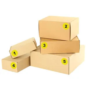 Vista detallada de pegatinas de puntos digitales con números del 1 al 5 en cajas.