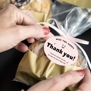 Black oval thank you stickers for dessert baking labels gift packaging sealing decor