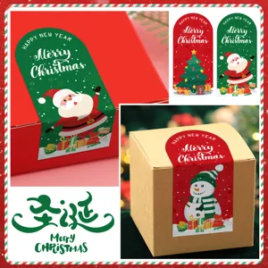 Christmas sealing stickers for gift boxes, Santa and snowman self-adhesive labels.
