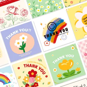 Lindas tarjetas de agradecimiento de dibujos animados tarjetas de felicitación cuadradas regalo