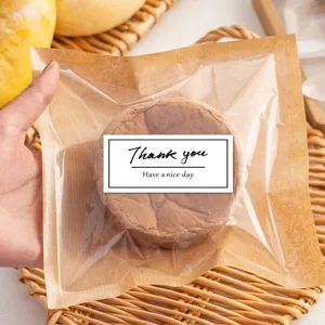 Baking thank you stickers black square gift packaging sealing sticker handmade seal labels