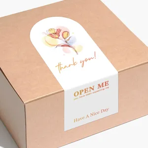 Rectangular floral sealing stickers, decorative self-adhesive labels for gift boxes, elegant design.