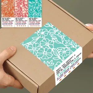 Rectangular Self-Adhesive Sealing Stickers Floral Pattern Decorative Labels For Gift Box Packaging And Baking