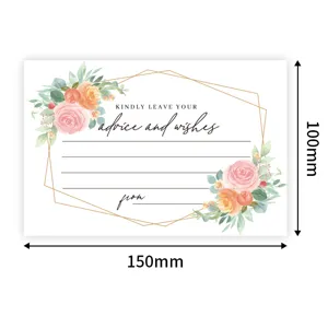 Floral advice and wishes card wedding party table decoration blank writable postcard 150x100mm