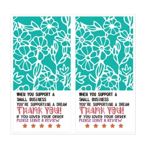 Rectangular floral thank you stickers for packaging, business seal labels and baking product decor.