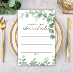 Eucalyptus floral wedding advice card blank table decoration paper postcard set for party