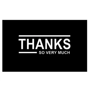 Minimalist black thank you cards pack for gift wrapping, greeting notes and packaging.