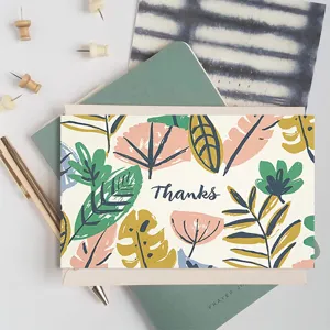 Hand-painted floral thank you card with blank blessing postcard and gift decoration stationery.