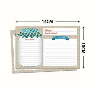 Kitchen recipe card detail, double-sided blank handwritten index card for food notes, 14x10cm.