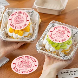 Autocollants de cuisson ronds roses pour boîtes à gâteaux, étiquettes d'emballage, 120pcs.