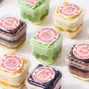Étiquettes de scellage roses rondes pour pâtisserie, autocollants déco pour les boîtes.