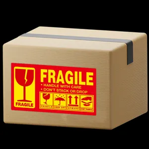 Fragile warning sticker packing box handle with care adhesive label for safe shipping transport