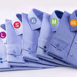 Colorful round clothing size sticker labels showing various size options for apparel items.