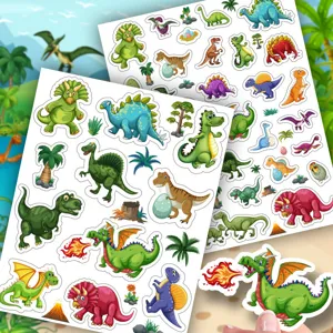 Leuke Cartoon Dinosaurus Stickers Jurassische T-Rex Decals Kinderen School Beloning Kantoorartikelen Waterdichte Gecoat Papier Sticker