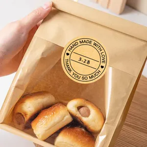 Vintage Kraftpapier runde Verschlussaufkleber für handgemachte Backwaren und Verpackungen.