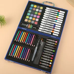 Coffret de dessin 88 pièces avec crayons de couleur, marqueurs acryliques et pastels.