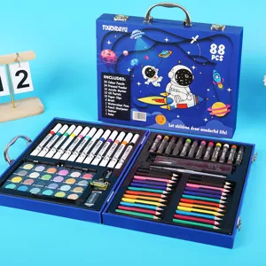 Ensemble De Dessin Art Enfant 88 Pieces Feutre Peinture Pastel Huile Coffret Cadeau