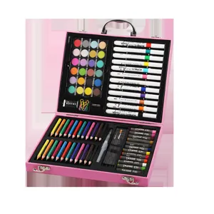 Ensemble d'art rose 88 pièces licorne astronaute marqueurs crayons pastel coffret