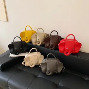 Cute cartoon elephant shape handbag for women, creative novelty shoulder crossbody bag.