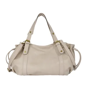 Vintage Damen Schultertasche große Kapazität Tote PU Leder Umhängetasche beige chic