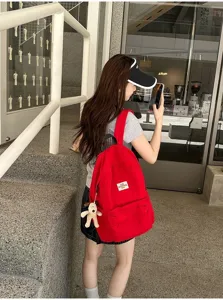 Lässiger Canvas Rucksack für Damen, große Kapazität modische Schultasche für Alltag Reisen.