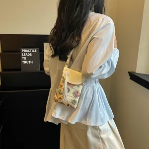 Chinese style embroidered crossbody phone bag vintage casual shoulder bag for women.