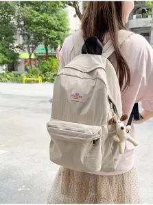 Lässiger Canvas Rucksack für Damen, großes Kapazität, ideal für Schule, Reisen und Alltag.