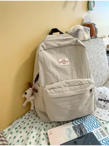 Freizeittuch Rucksack Damen große Kapazität Beige Schultasche Reiserucksack leicht