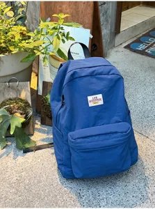 Blauer Freizeit Segeltuch Rucksack für Damen und Studenten, leichte Reiseschultasche.