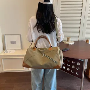 Grand sac de voyage fourre-tout en toile pour femme, léger, sac bandoulière décontracté.