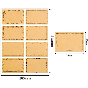 Feuille d'autocollants kraft à bordures vintage, étiquettes vierges pour marquage.
