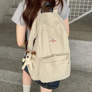 Grosse Kapazitat Leinwand Rucksack Damen Freizeit Schultertasche leichte Reise Buchtsack