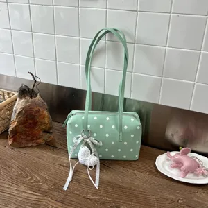 Bolso de bolos con lunares de verano de moda, elegante bolso de hombro para uso diario.