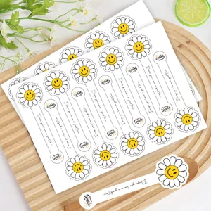 Adesivi di Sigillatura per Panetteria Margherita Smiley Simpatico Cartone Animato Scatola di Torta Trasparente Imballaggio Etichette Adesive Decorative
