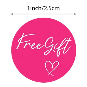 Pink round free gift sticker label self adhesive packaging sealing label 1 inch size.