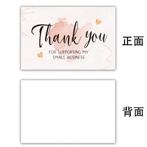 Pink floral thank you card detail view, decorative insert greeting card for gift packaging.