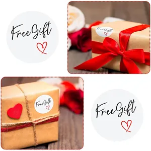 Round Free Gift stickers roll self-adhesive labels for holiday packaging and party decor.
