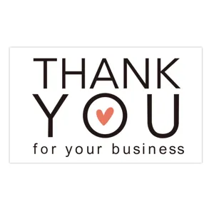 Detailed view of minimalist thank you greeting card with heart design for package decoration.