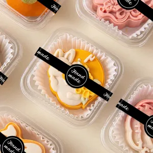 Handcrafted baking sealing stickers long strip labels for cake boxes and dessert packaging DIY.
