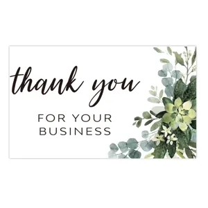 Thank you card detail view, featuring elegant floral watercolor illustration and text.