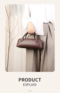 Genuine leather Boston bag for women, chic mini pillow handbag, daily commute top handle bag.