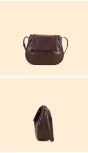 Elegant dark brown saddle crossbody bag for women, Korean style versatile shell shoulder purse.